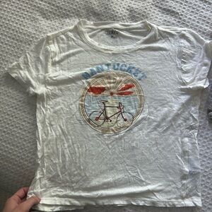 J. Crew White Short Sleeve Tee with Graphic Design